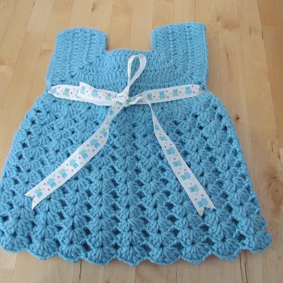 Taller de ABU handmade blue baby dress (crochet) - Picture 3 of 13